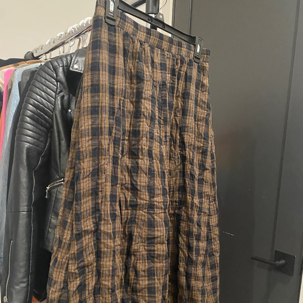 Dressed in LALA Brown Plaid Skirt